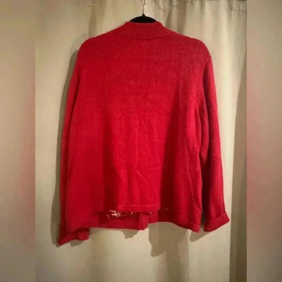 Womens Red Snowflake Vintage Cardigan - Picture 2 of 5